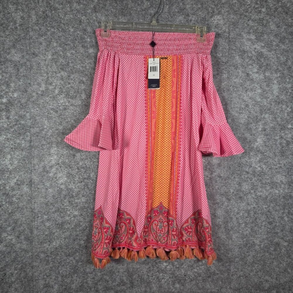 Cabana Life NWT Boca Raton Off The Shoulder Dress Bell Sleeve Pink Size XS - Picture 2 of 9